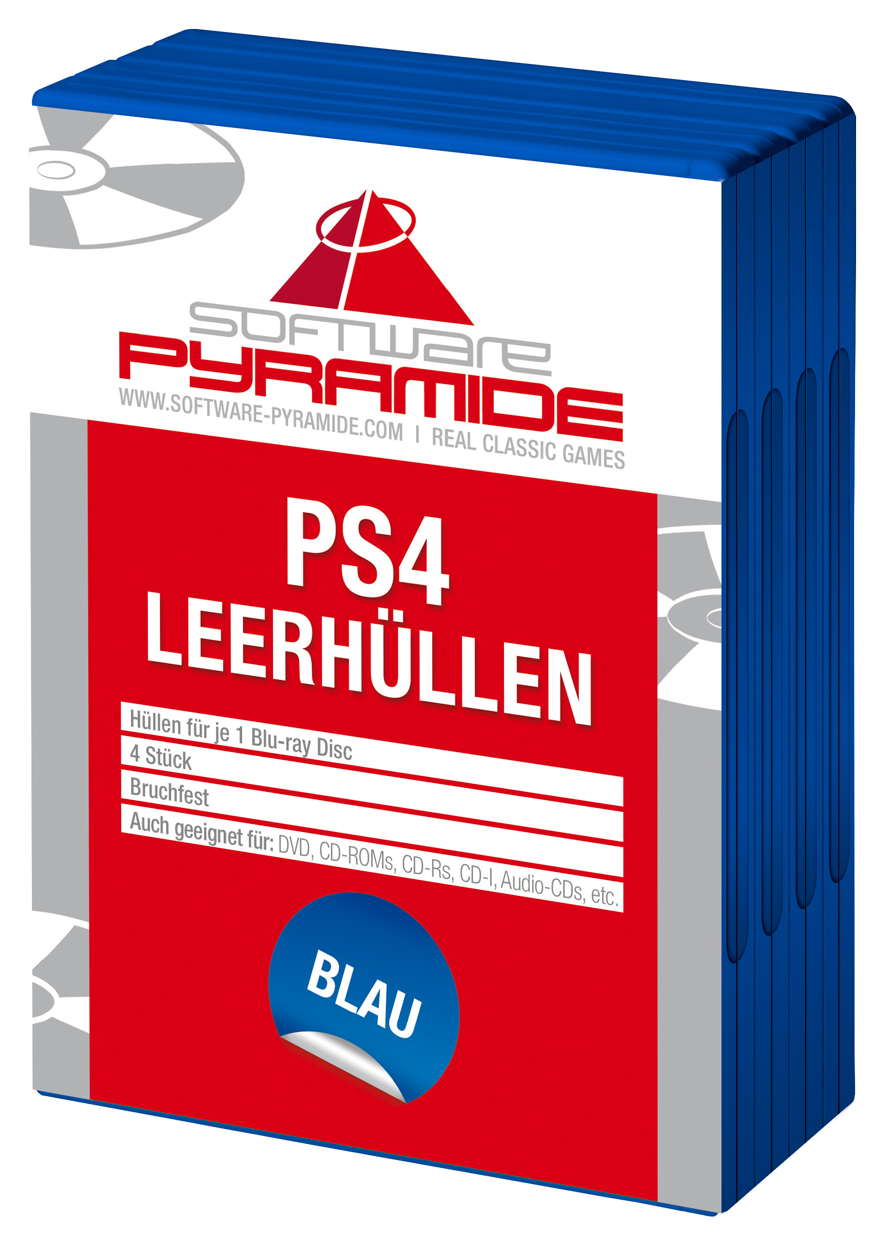PS4-Leerhüllen 4er-Pack, blau